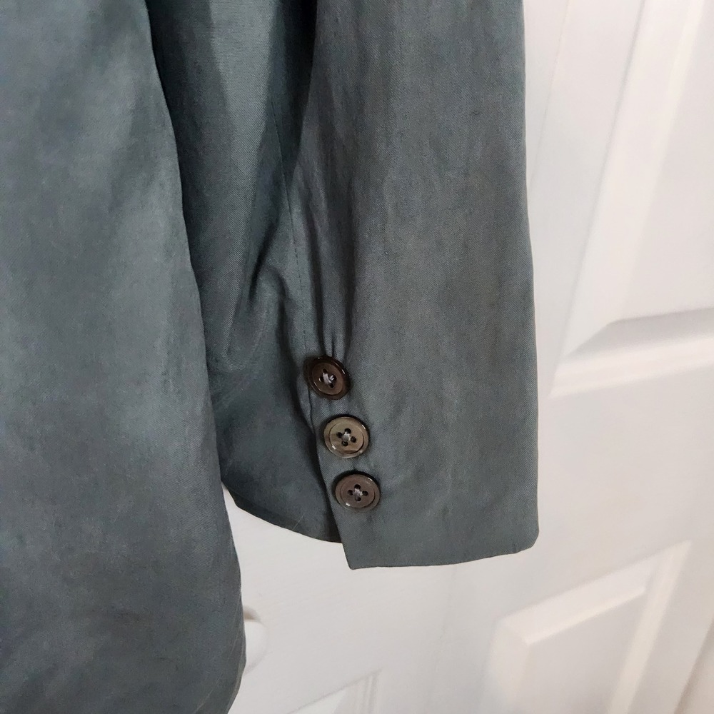 Vintage Classiques Entier Petites Silk Skirt Suit Set Sage Green Grey Size SM/LG - Picture 3 of 8